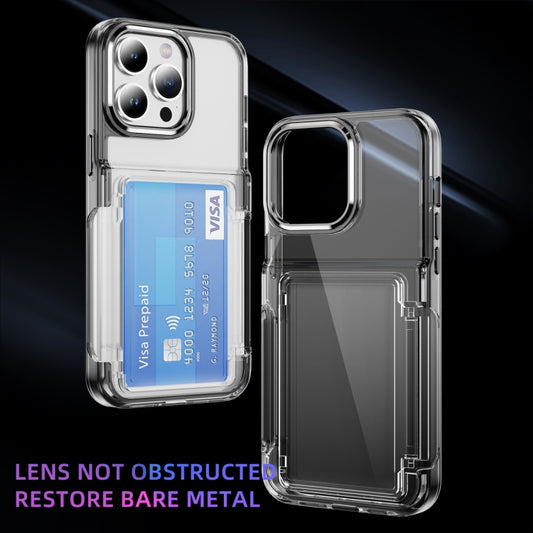 For iPhone 16 Pro Max Card Holder Acrylic Hybrid TPU Phone Case(Transparent Black) by buy2fix