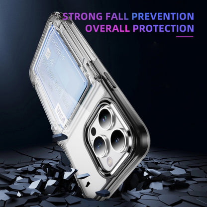 For iPhone 16 Pro Max Card Holder Acrylic Hybrid TPU Phone Case(Transparent Black) by buy2fix