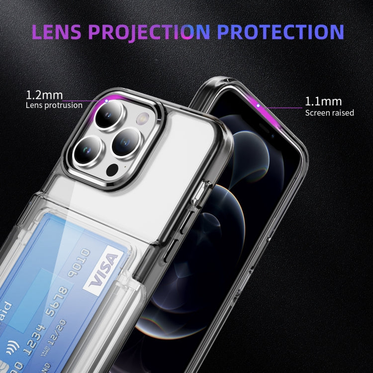 For iPhone 16 Pro Max Card Holder Acrylic Hybrid TPU Phone Case(Transparent Black) by buy2fix