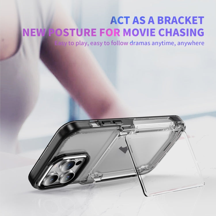 For iPhone 16 Pro Max Card Holder Acrylic Hybrid TPU Phone Case(Transparent Black) by buy2fix