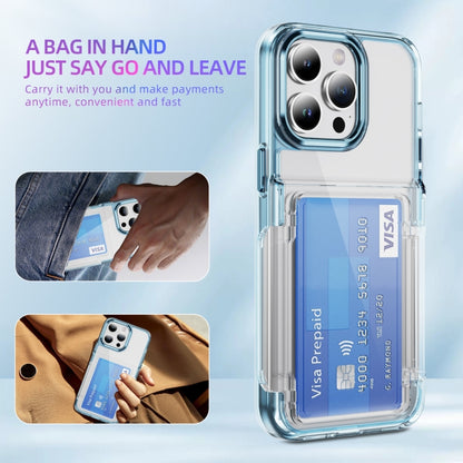 For iPhone 16 Pro Max Card Holder Acrylic Hybrid TPU Phone Case(Transparent Blue) by buy2fix