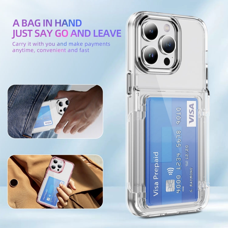 For iPhone 16 Pro Max Card Holder Acrylic Hybrid TPU Phone Case(Transparent) by buy2fix