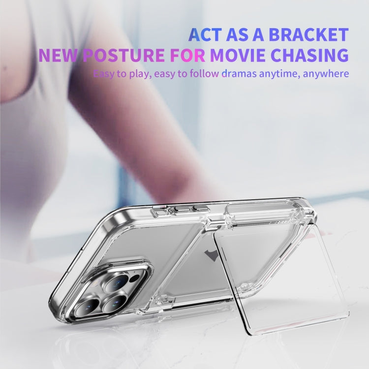 For iPhone 16 Pro Max Card Holder Acrylic Hybrid TPU Phone Case(Transparent) by buy2fix