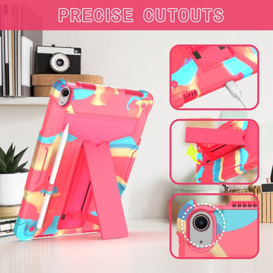 For iPad Air 11 2025 /  2024 T Holder Robot Silicone Hybrid PC Tablet Case(Camouflage Rose Red) - iPad Air 11 2025 / 2024 Cases by buy2fix | Online Shopping UK | buy2fix