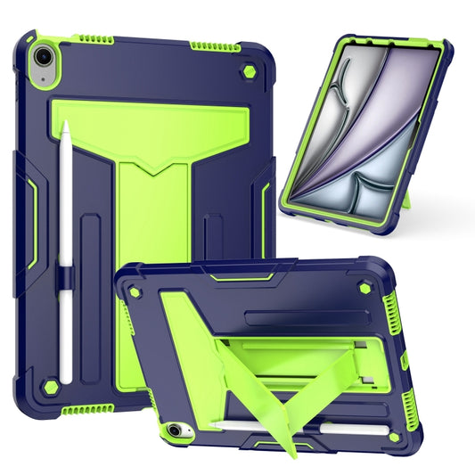 For iPad Air 11 2025 /  2024 T Holder Robot Silicone Hybrid PC Tablet Case(Navy Yellow Green) - iPad Air 11 2025 / 2024 Cases by buy2fix | Online Shopping UK | buy2fix