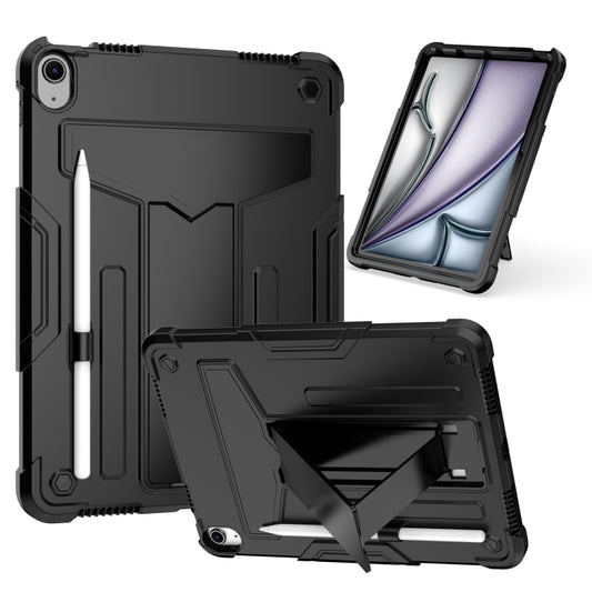For iPad Air 11 2025 /  2024 T Holder Robot Silicone Hybrid PC Tablet Case(Black) - iPad Air 11 2025 / 2024 Cases by buy2fix | Online Shopping UK | buy2fix