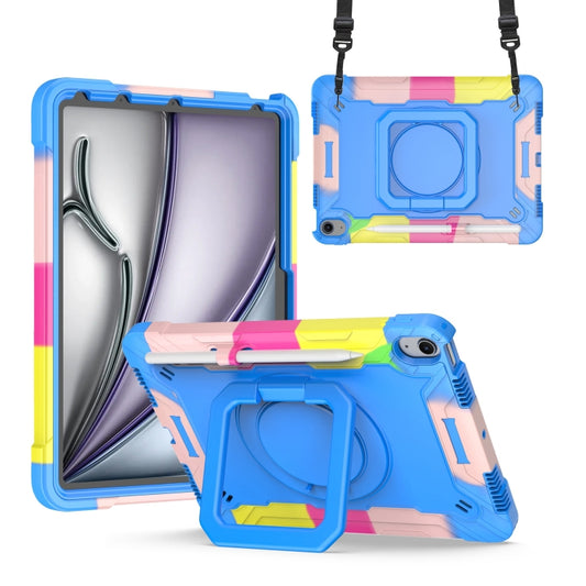 For iPad Air 11 2025 / 2024 Handle Grip Holder Silicone Hybrid PC Tablet Case with Strap(Camouflage Blue) - iPad Air 11 2025 / 2024 Cases by buy2fix | Online Shopping UK | buy2fix