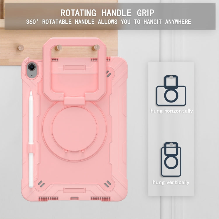 For iPad Air 11 2025 / 2024 Handle Grip Holder Silicone Hybrid PC Tablet Case with Strap(Rose Gold) - iPad Air 11 2025 / 2024 Cases by buy2fix | Online Shopping UK | buy2fix