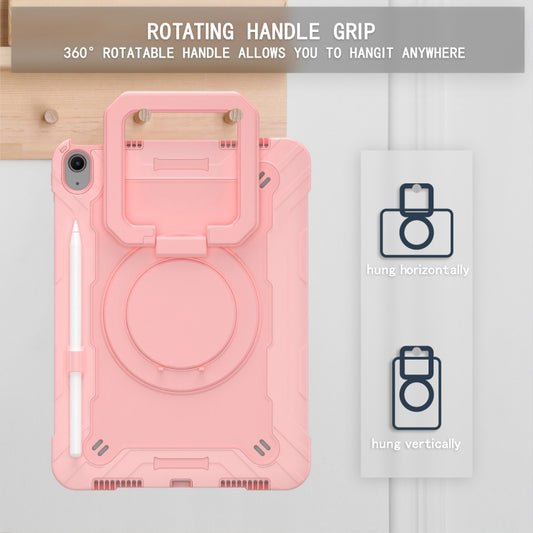 For iPad Air 11 2025 / 2024 Handle Grip Holder Silicone Hybrid PC Tablet Case with Strap(Rose Gold) - iPad Air 11 2025 / 2024 Cases by buy2fix | Online Shopping UK | buy2fix