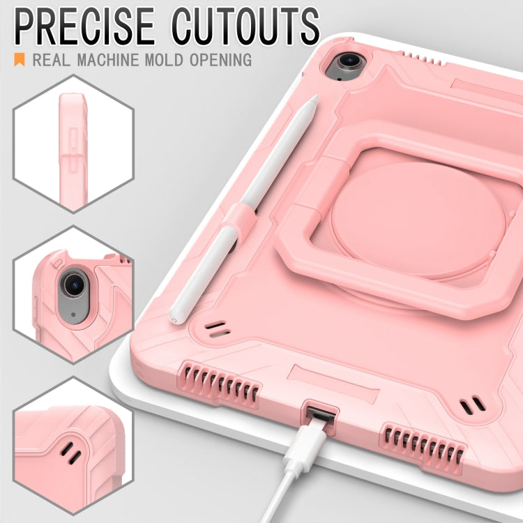 For iPad Air 11 2025 / 2024 Handle Grip Holder Silicone Hybrid PC Tablet Case with Strap(Rose Gold) - iPad Air 11 2025 / 2024 Cases by buy2fix | Online Shopping UK | buy2fix