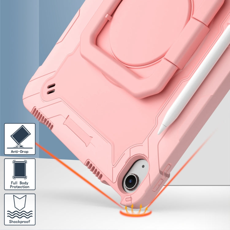 For iPad Air 11 2025 / 2024 Handle Grip Holder Silicone Hybrid PC Tablet Case with Strap(Rose Gold) - iPad Air 11 2025 / 2024 Cases by buy2fix | Online Shopping UK | buy2fix