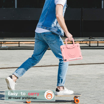 For iPad Air 11 2025 / 2024 Handle Grip Holder Silicone Hybrid PC Tablet Case with Strap(Rose Gold) - iPad Air 11 2025 / 2024 Cases by buy2fix | Online Shopping UK | buy2fix