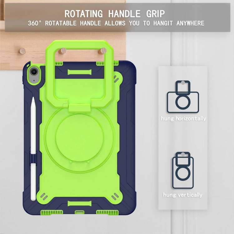 For iPad Air 11 2025 / 2024 Handle Grip Holder Silicone Hybrid PC Tablet Case with Strap(Navy Yellow Green) - iPad Air 11 2025 / 2024 Cases by buy2fix | Online Shopping UK | buy2fix