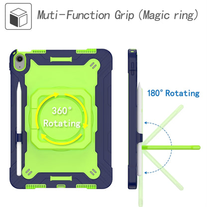 For iPad Air 11 2025 / 2024 Handle Grip Holder Silicone Hybrid PC Tablet Case with Strap(Navy Yellow Green) - iPad Air 11 2025 / 2024 Cases by buy2fix | Online Shopping UK | buy2fix