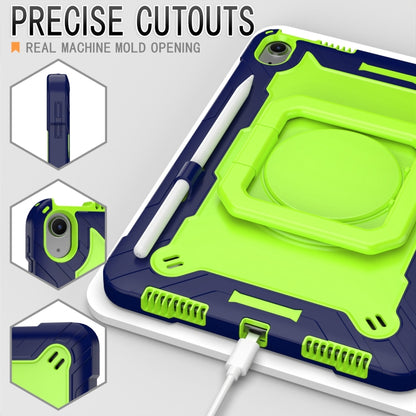 For iPad Air 11 2025 / 2024 Handle Grip Holder Silicone Hybrid PC Tablet Case with Strap(Navy Yellow Green) - iPad Air 11 2025 / 2024 Cases by buy2fix | Online Shopping UK | buy2fix