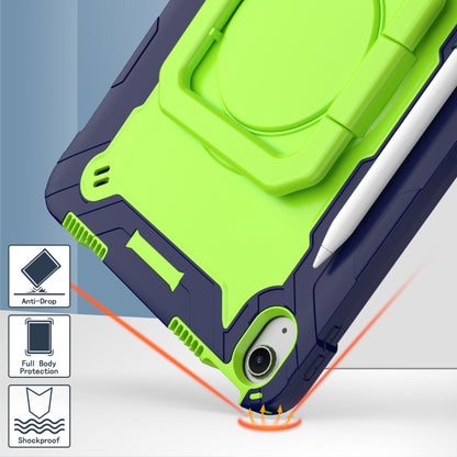 For iPad Air 11 2025 / 2024 Handle Grip Holder Silicone Hybrid PC Tablet Case with Strap(Navy Yellow Green) - iPad Air 11 2025 / 2024 Cases by buy2fix | Online Shopping UK | buy2fix
