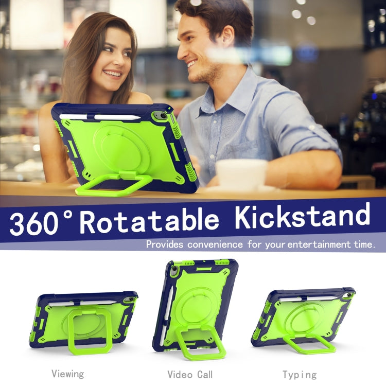For iPad Air 11 2025 / 2024 Handle Grip Holder Silicone Hybrid PC Tablet Case with Strap(Navy Yellow Green) - iPad Air 11 2025 / 2024 Cases by buy2fix | Online Shopping UK | buy2fix