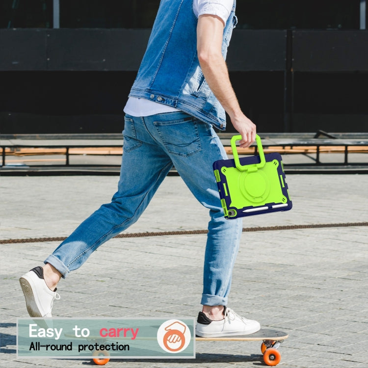For iPad Air 11 2025 / 2024 Handle Grip Holder Silicone Hybrid PC Tablet Case with Strap(Navy Yellow Green) - iPad Air 11 2025 / 2024 Cases by buy2fix | Online Shopping UK | buy2fix