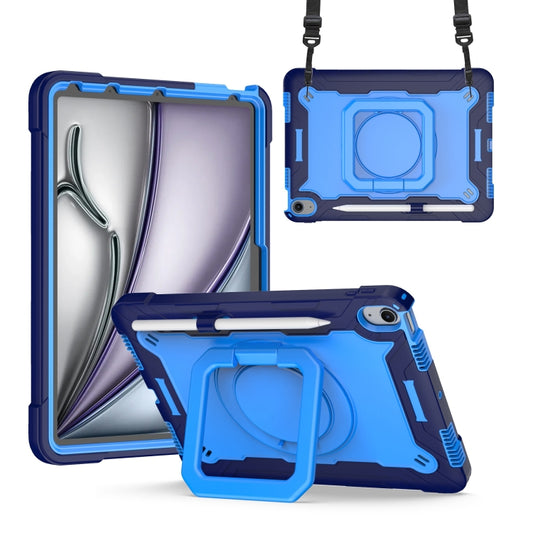 For iPad Air 11 2025 / 2024 Handle Grip Holder Silicone Hybrid PC Tablet Case with Strap(Navy Blue Blue) - iPad Air 11 2025 / 2024 Cases by buy2fix | Online Shopping UK | buy2fix