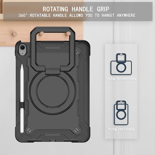 For iPad Air 11 2025 / 2024 Handle Grip Holder Silicone Hybrid PC Tablet Case with Strap(Black) - iPad Air 11 2025 / 2024 Cases by buy2fix | Online Shopping UK | buy2fix