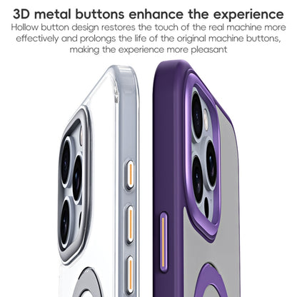 For iPhone 16 Plus MagSafe Airbag Shockproof Frosted Phone Case with Fold Holder(Purple) - iPhone 16 Plus Cases by buy2fix | Online Shopping UK | buy2fix