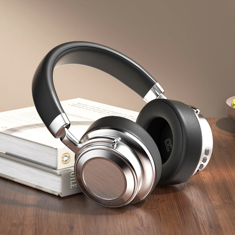 CR-9 Metal Retro Head-mounted Wireless Bluetooth Earphone(Silver Black) - Headset & Headphone by buy2fix | Online Shopping UK | buy2fix