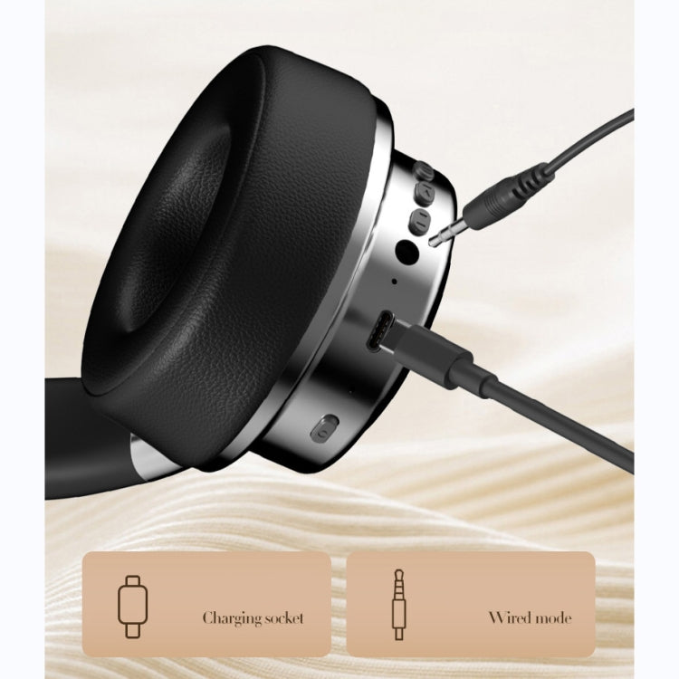 CR-9 Metal Retro Head-mounted Wireless Bluetooth Earphone(Silver Black) - Headset & Headphone by buy2fix | Online Shopping UK | buy2fix