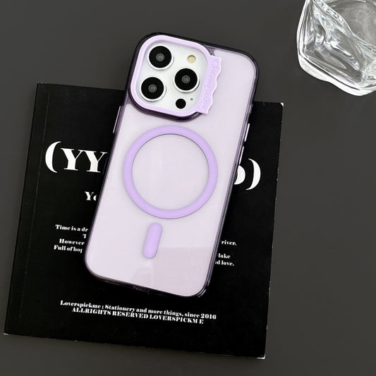 For iPhone 13 MagSafe Colorful Wavy Circle PC Hybrid TPU Phone Case(Purple) by buy2fix