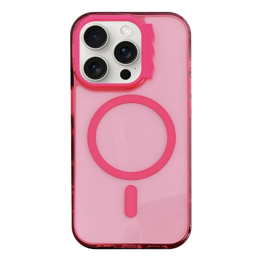 For iPhone 13 Pro Max MagSafe Colorful Wavy Circle PC Hybrid TPU Phone Case(Rose Red) by buy2fix