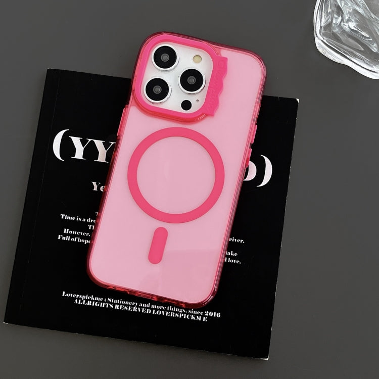 For iPhone 13 Pro Max MagSafe Colorful Wavy Circle PC Hybrid TPU Phone Case(Rose Red) by buy2fix