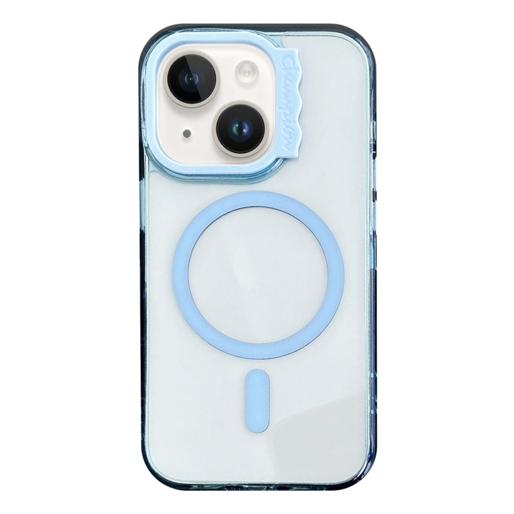 For iPhone 14 MagSafe Colorful Wavy Circle PC Hybrid TPU Phone Case(Blue) by buy2fix