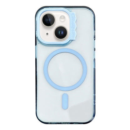 For iPhone 14 MagSafe Colorful Wavy Circle PC Hybrid TPU Phone Case(Blue) by buy2fix