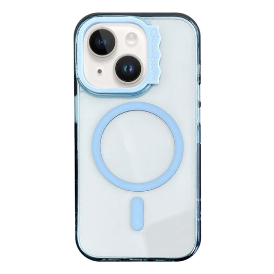 For iPhone 14 MagSafe Colorful Wavy Circle PC Hybrid TPU Phone Case(Blue) by buy2fix