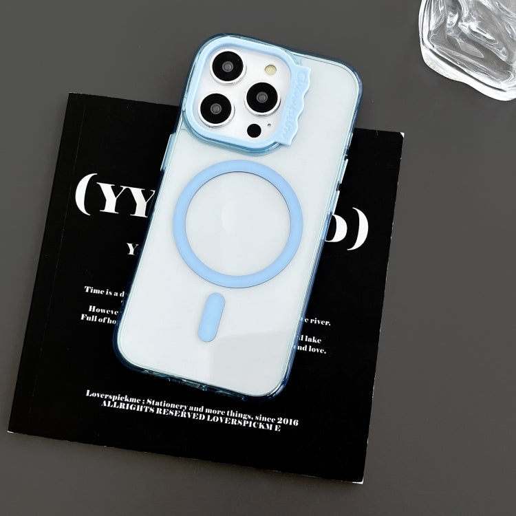 For iPhone 14 MagSafe Colorful Wavy Circle PC Hybrid TPU Phone Case(Blue) by buy2fix