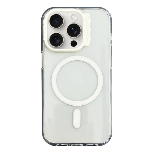 For iPhone 15 Pro Max MagSafe Colorful Wavy Circle PC Hybrid TPU Phone Case(White) by buy2fix