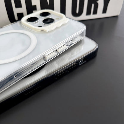 For iPhone 13 Pro Max MagSafe Colorful Wavy Circle PC Hybrid TPU Phone Case(Rose Red) by buy2fix