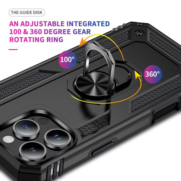 For iPhone 16 Pro Shockproof TPU Hybrid PC Phone Case with Holder(Black) by buy2fix