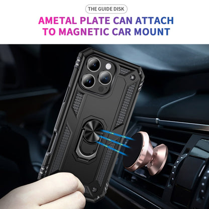 For iPhone 16 Pro Shockproof TPU Hybrid PC Phone Case with Holder(Black) by buy2fix