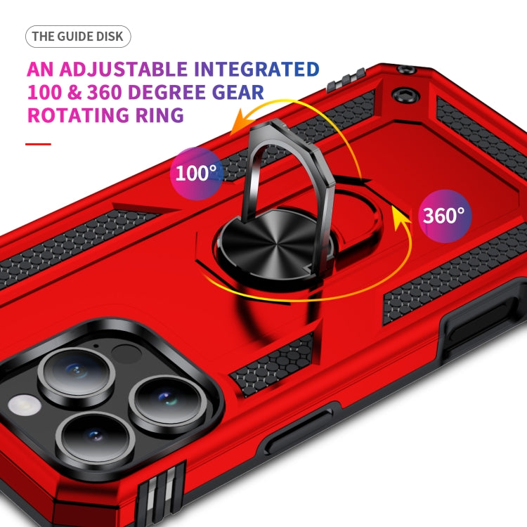 For iPhone 16 Pro Shockproof TPU Hybrid PC Phone Case with Holder(Red) by buy2fix