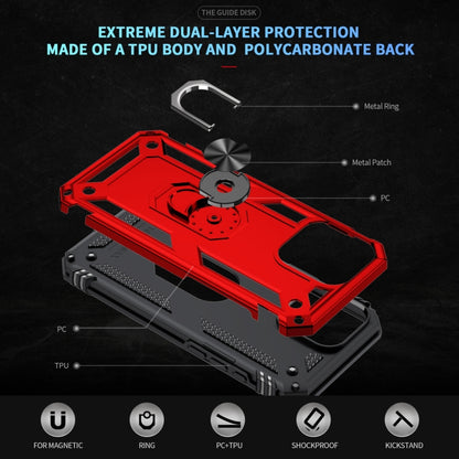 For iPhone 16 Pro Shockproof TPU Hybrid PC Phone Case with Holder(Red) by buy2fix
