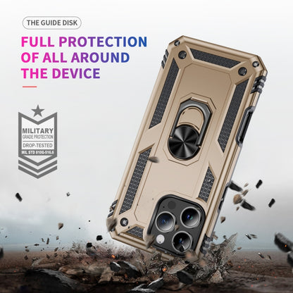 For iPhone 16 Pro Shockproof TPU Hybrid PC Phone Case with Holder(Gold) by buy2fix