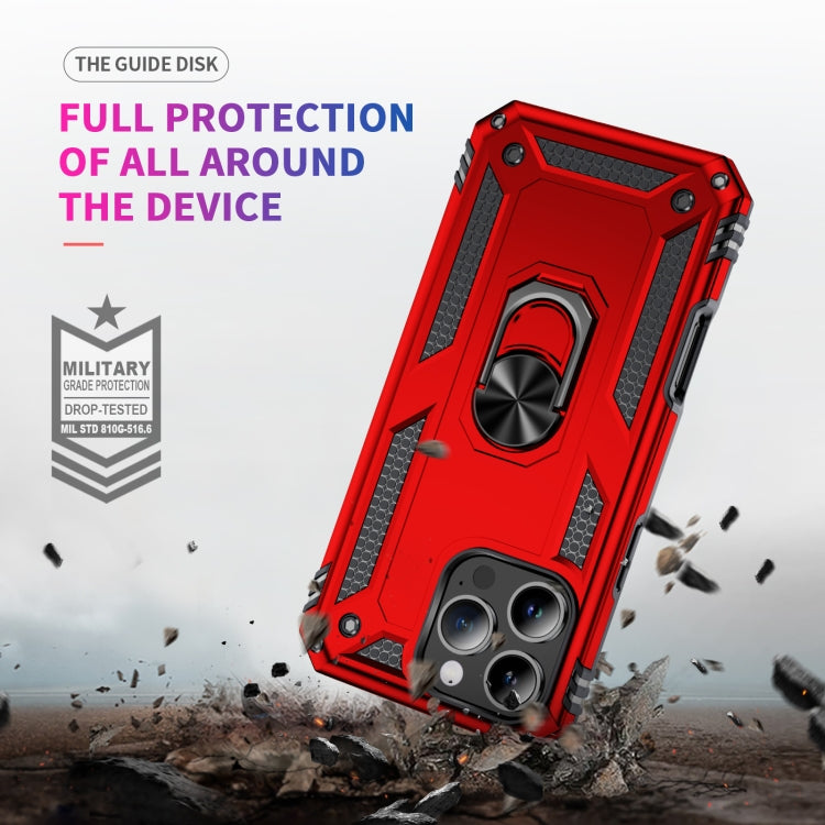 For iPhone 16 Pro Max Shockproof TPU Hybrid PC Phone Case with Holder(Red) by buy2fix