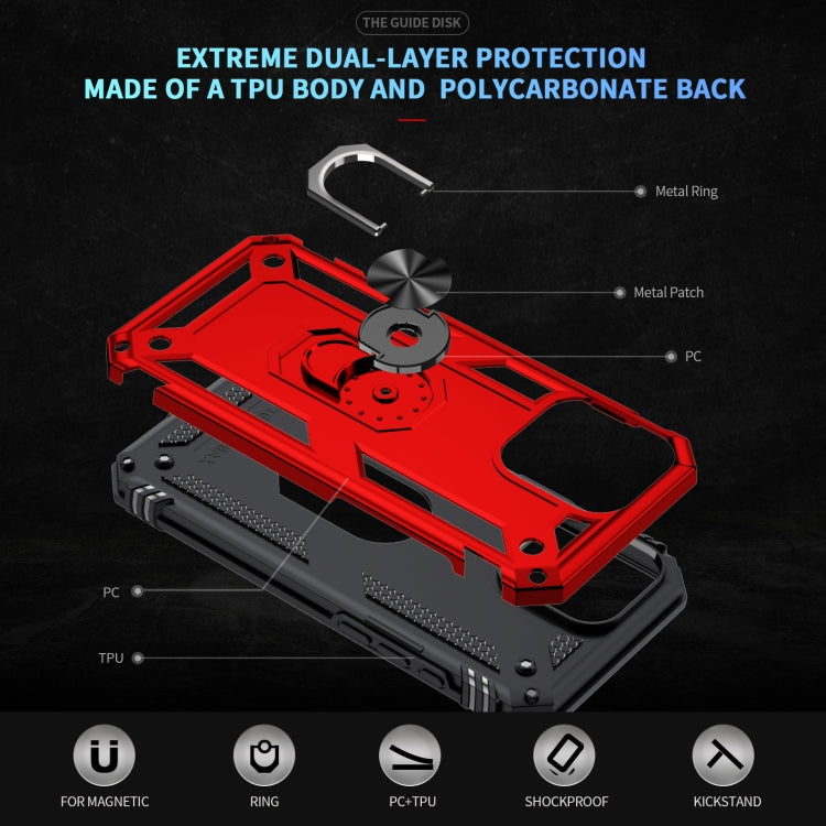For iPhone 16 Pro Max Shockproof TPU Hybrid PC Phone Case with Holder(Red) by buy2fix