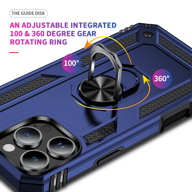 For iPhone 16 Pro Max Shockproof TPU Hybrid PC Phone Case with Holder(Blue) by buy2fix