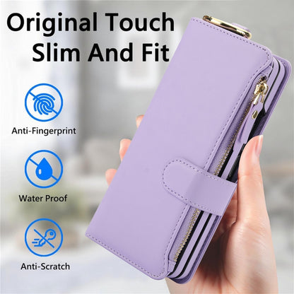 For Samsung Galaxy Z Fold3 5G Crossbody Ring Multifunctional Wallet Fold Leather Phone Case(Purple) - Galaxy Phone Cases by buy2fix | Online Shopping UK | buy2fix