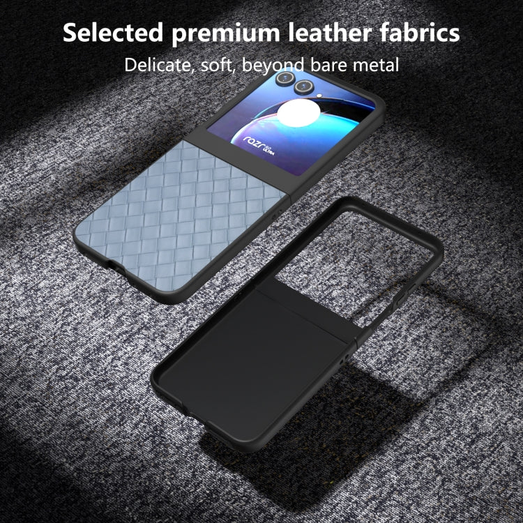 For Motorola Razr 50 Black Frame Woven Texture PU Phone Case(Light Blue) by buy2fix