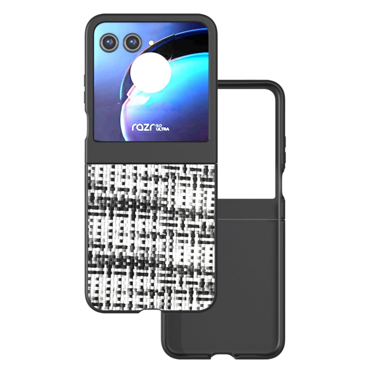 For Motorola Razr 50 Black Frame Color Lattice Texture PU Phone Case(Black) by buy2fix