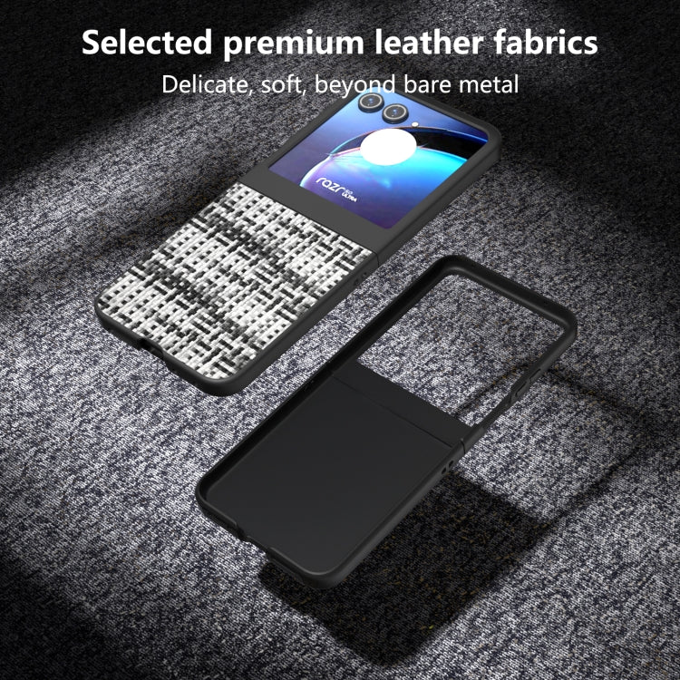 For Motorola Razr 50 Black Frame Color Lattice Texture PU Phone Case(Black) by buy2fix