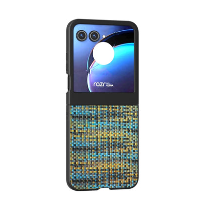 For Motorola Razr 50 Black Frame Color Lattice Texture PU Phone Case(Gold) by buy2fix