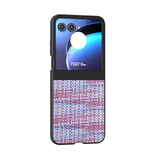 For Motorola Razr 50 Black Frame Color Lattice Texture PU Phone Case(Purple) by buy2fix